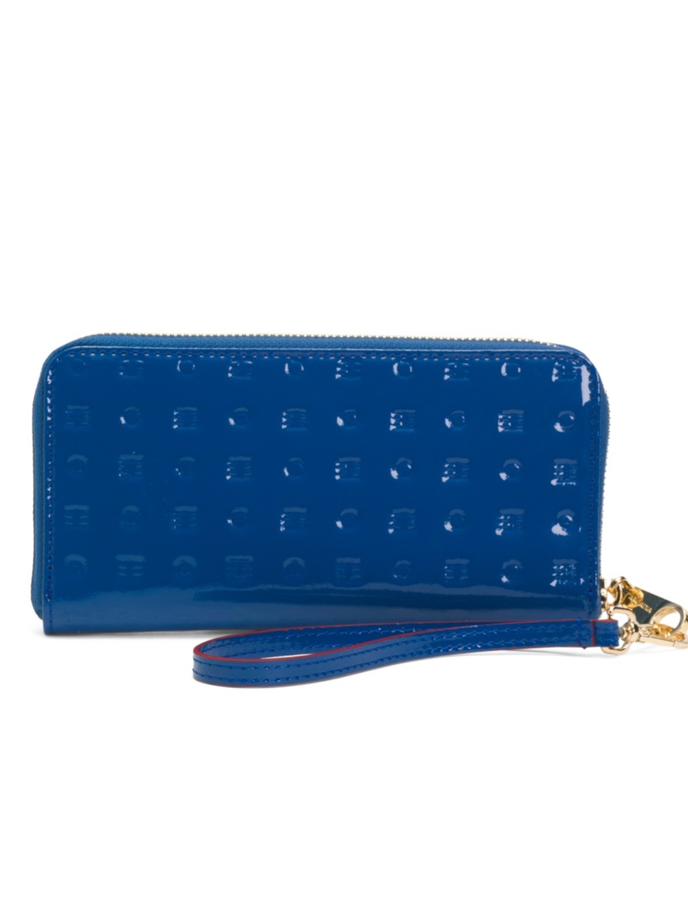 NWT-Arcadia-Zip Around Continental Wallet-Embossed Logo-Patent Leather-Sapphire - Picture 13 of 16
